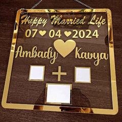 Personalized Couple Thumbprint Art Frame: Custom Wedding Anniversary Fingerprint Gift