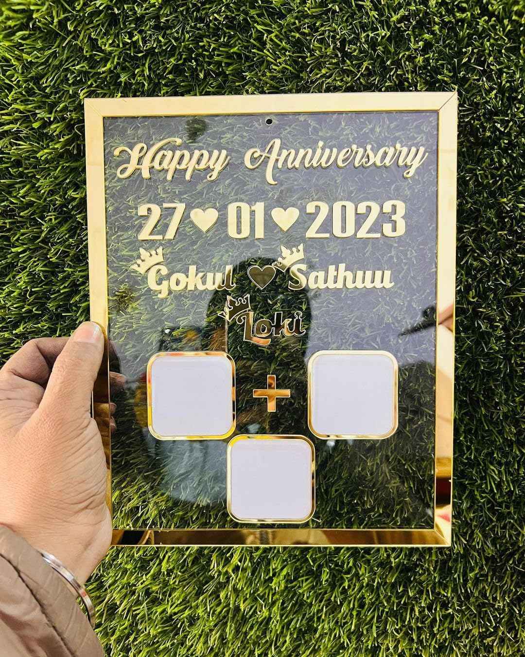 Personalized Couple Thumbprint Art Frame: Custom Wedding Anniversary Fingerprint Gift