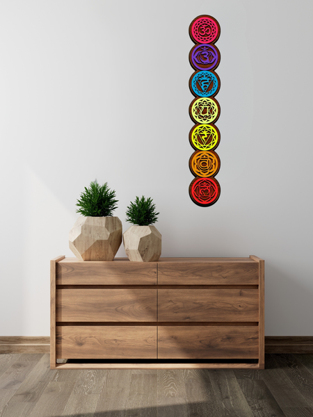 7 Chakra Layered Wooden Wall Art -  - Jolly Gifts And Arts
