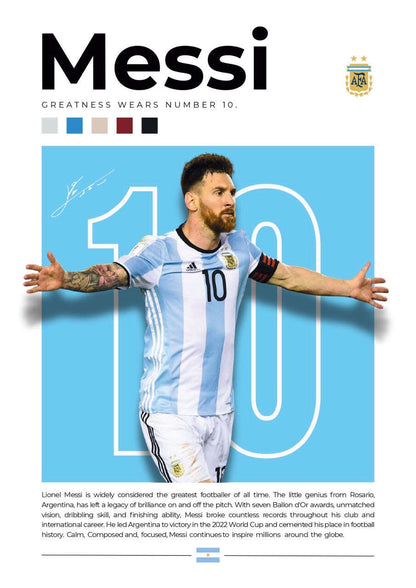 Lionel Messi Football Legend Art Poster Set - 8 Iconic Unframed Prints