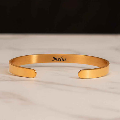 Personalized Engraved Men's Kada Bracelet: Adjustable, Durable, Golden Finish