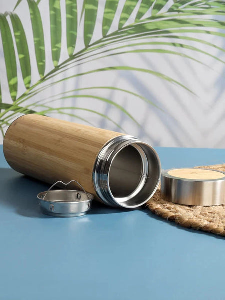 Personalized Bamboo Vacuum Flask with Strainer