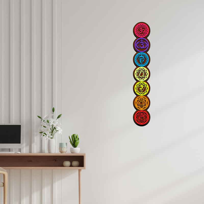 7 Chakra Layered Wooden Wall Art -  - Jolly Gifts And Arts