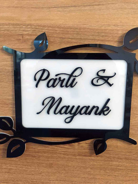 Personalized Leaves Theme Acrylic Name Plate