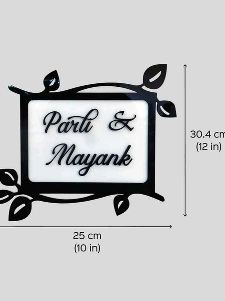Personalized Leaves Theme Acrylic Name Plate
