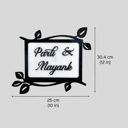 Personalized Leaves Theme Acrylic Name Plate