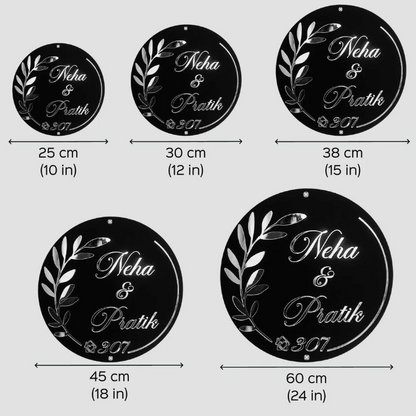 Personalized Round Black & Gold Acrylic Name Plate