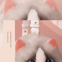 Plush Shaded Silver Kitty Handbag: Lifelike Faux Fur Cat Shoulder Crossbody Bag