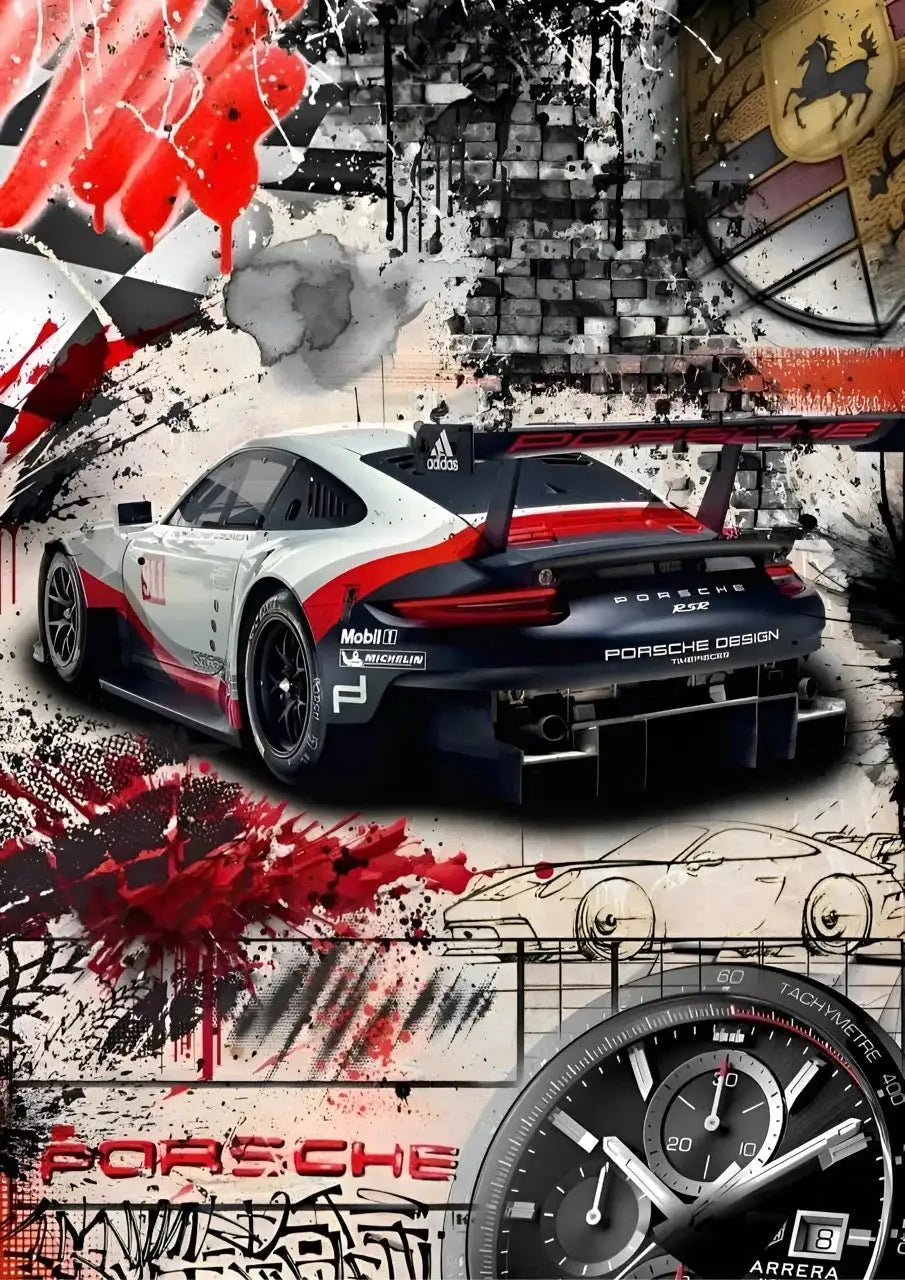 Abstract Porsche GT3 Race Art
