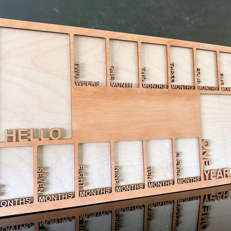 Baby's First Year Memory Frame – Custom 14-Photo DIY Keepsake for Newborn to 12 Months