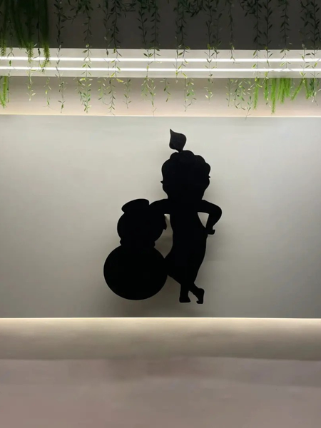 Bal Krishna Makhan Chor Silhouette Wall Art | Hindu God Home Decor -  - Jolly Gifts And Arts