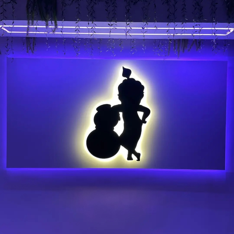Bal Krishna Makhan Chor Silhouette Wall Art | Hindu God Home Decor -  - Jolly Gifts And Arts