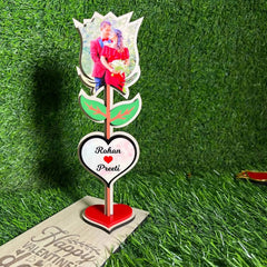 Beautiful Customized Wooden Photo Rose with Couple Name