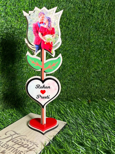 Beautiful Customized Wooden Photo Rose with Couple Name