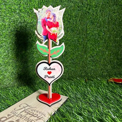 Beautiful Customized Wooden Photo Rose with Couple Name