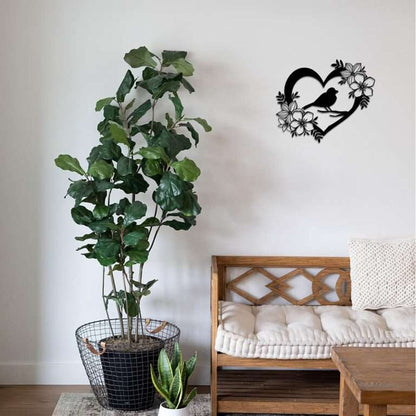 Beautyfull Bird-in-Heart Floral Wall Art