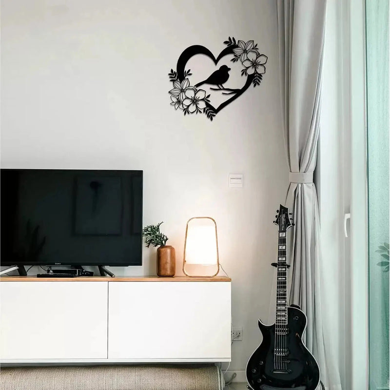 Beautyfull Bird-in-Heart Floral Wall Art
