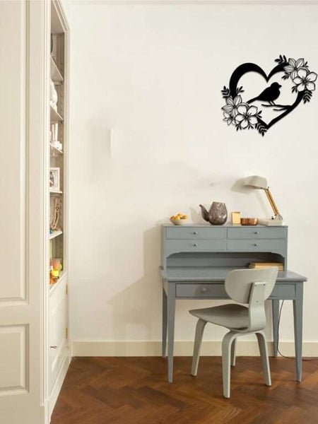 Beautyfull Bird-in-Heart Floral Wall Art