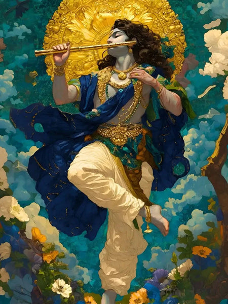 Celestial Krishna with Flute