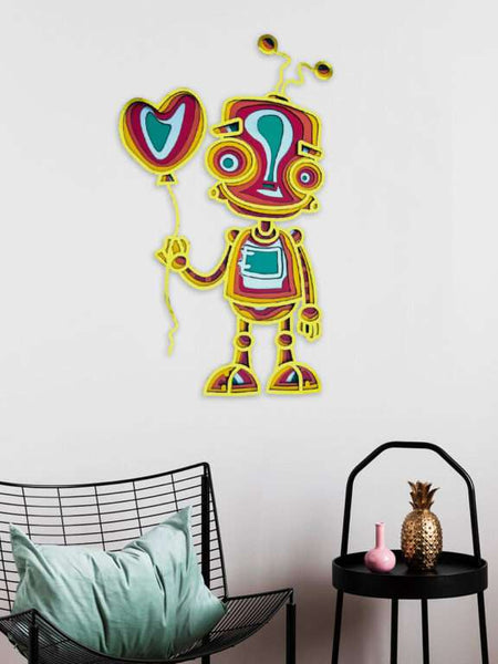 Colorful Layered Robot Wall Art
