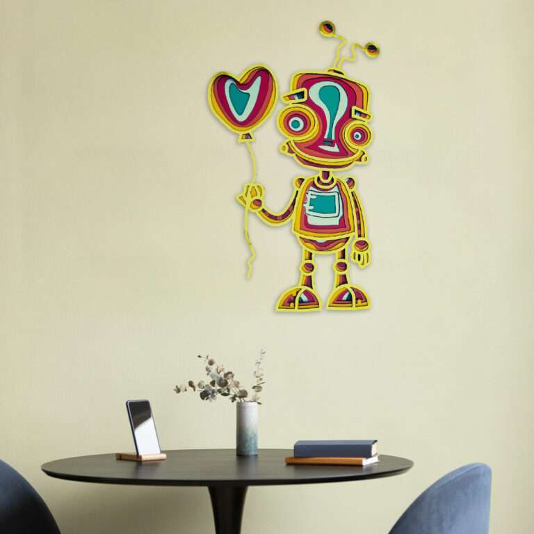 Colorful Layered Robot Wall Art -  - Jolly Gifts And Arts