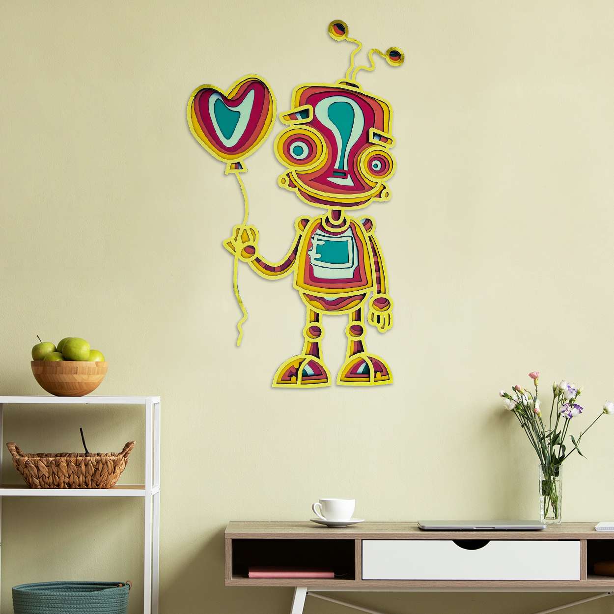 Colorful Layered Robot Wall Art