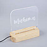 Custom Engraved Name Lamp, Elegant Wood Base Acrylic LED Night Light