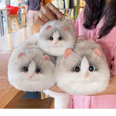 Plush Shaded Silver Kitty Handbag: Lifelike Faux Fur Cat Shoulder Crossbody Bag