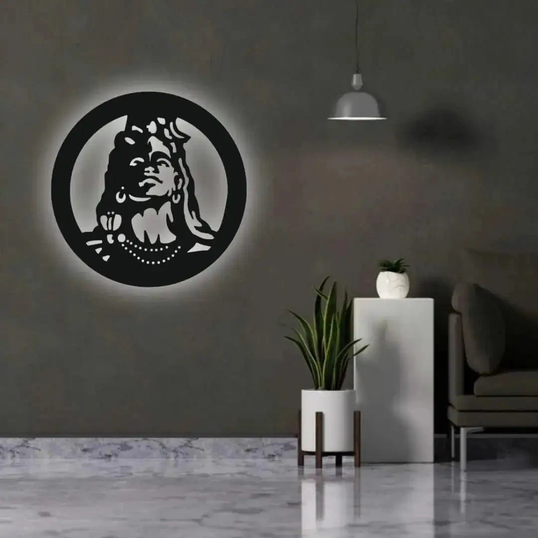 Divine Glow: Lord Shiva Backlit LED Wall Art
