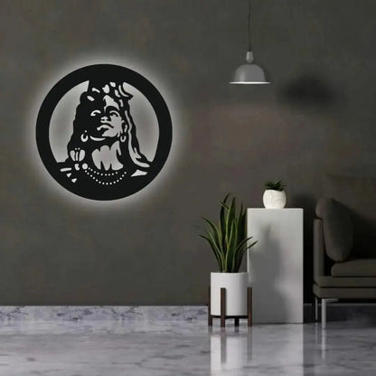 Divine Glow: Lord Shiva Backlit LED Wall Art