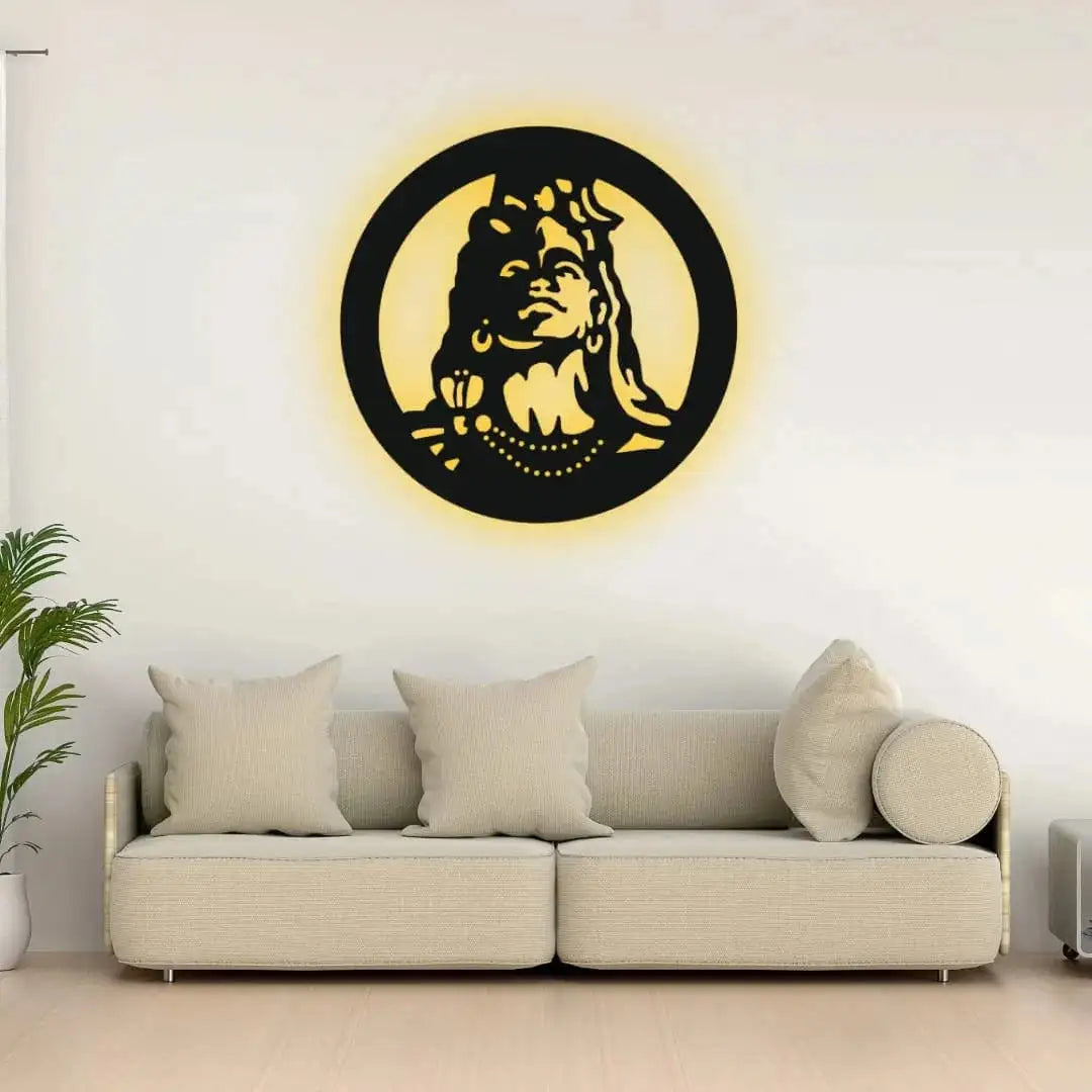Divine Glow: Lord Shiva Backlit LED Wall Art