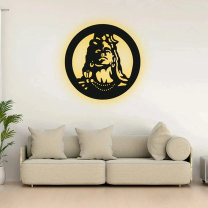 Divine Glow: Lord Shiva Backlit LED Wall Art