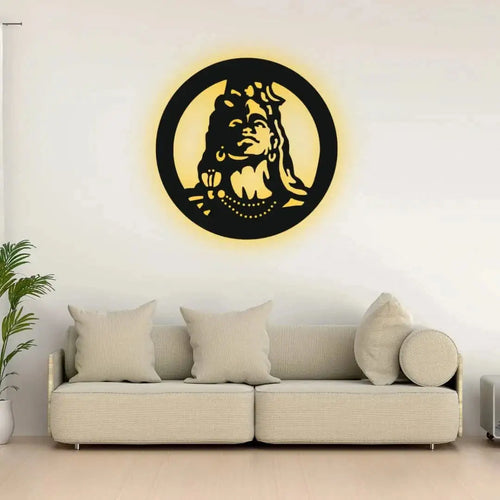 Divine Glow: Lord Shiva Backlit LED Wall Art