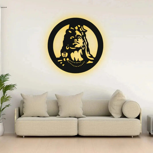 Divine Glow: Lord Shiva Backlit LED Wall Art