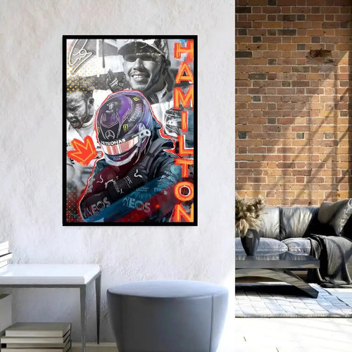 Dynamic Lewis Hamilton Graffiti F1 Wall Decor