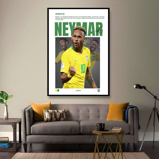 Dynamic Neymar Jr. Football Icon Poster: Vibrant Brazilian Soccer Art Print