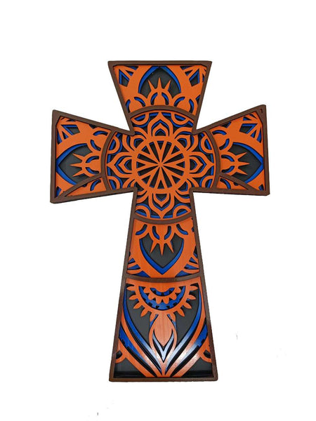 Elegant Botonee Multi Layered Cross Wall Art | Trefoil Budded Christian Symbol -  - Jolly Gifts And Arts