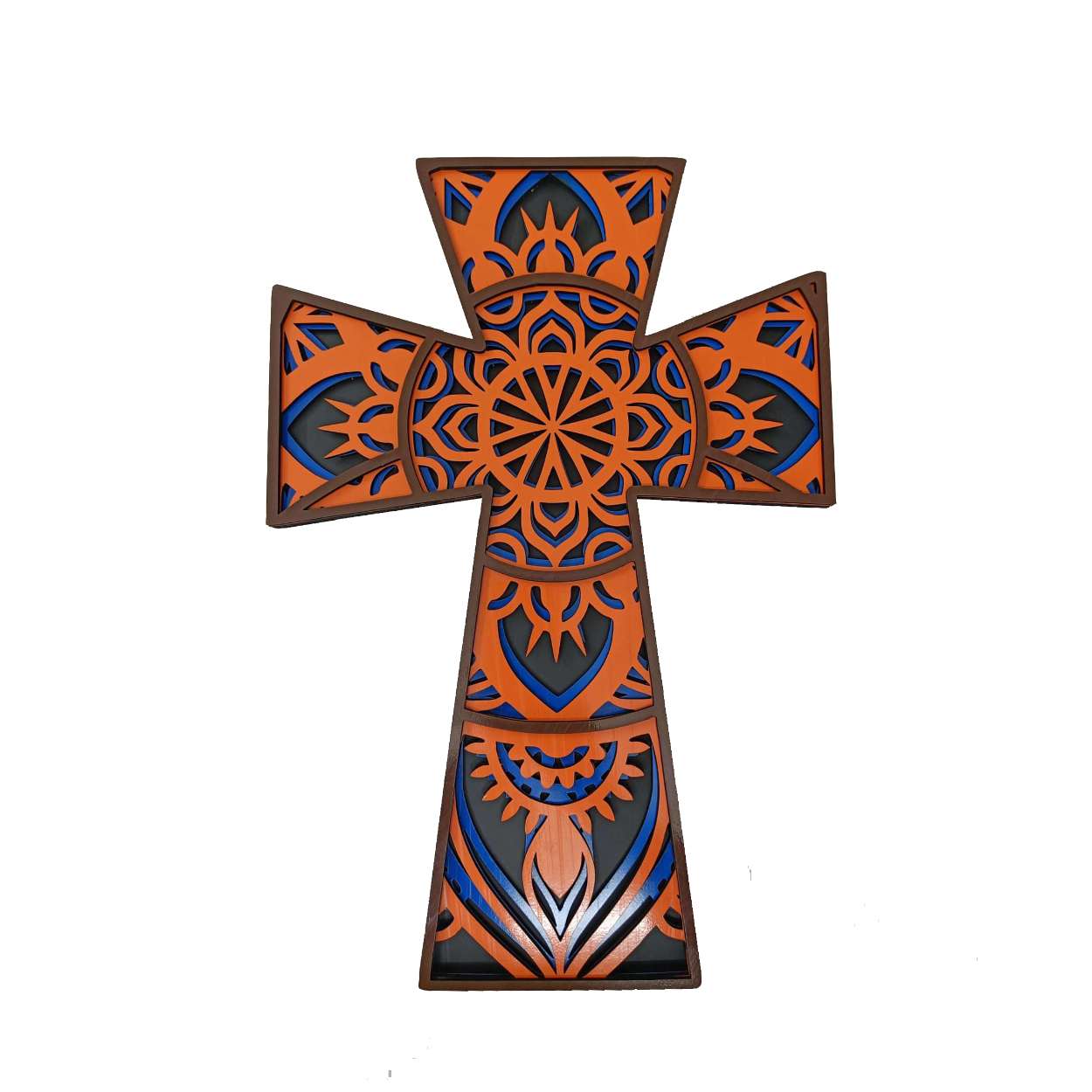 Elegant Botonee Multi Layered Cross Wall Art | Trefoil Budded Christian Symbol -  - Jolly Gifts And Arts