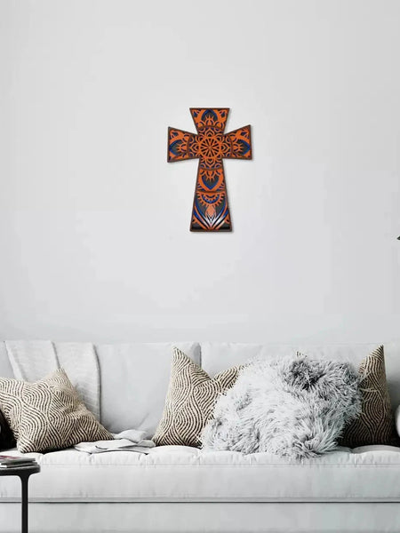 Elegant Botonee Multi Layered Cross Wall Art | Trefoil Budded Christian Symbol