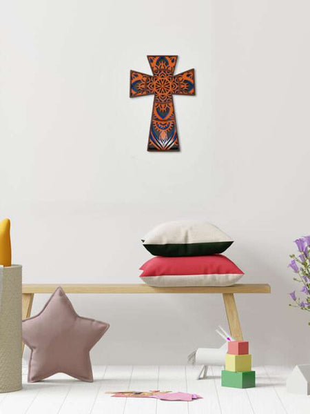 Elegant Botonee Multi Layered Cross Wall Art | Trefoil Budded Christian Symbol