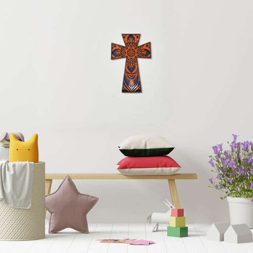 Elegant Botonee Multi Layered Cross Wall Art | Trefoil Budded Christian Symbol