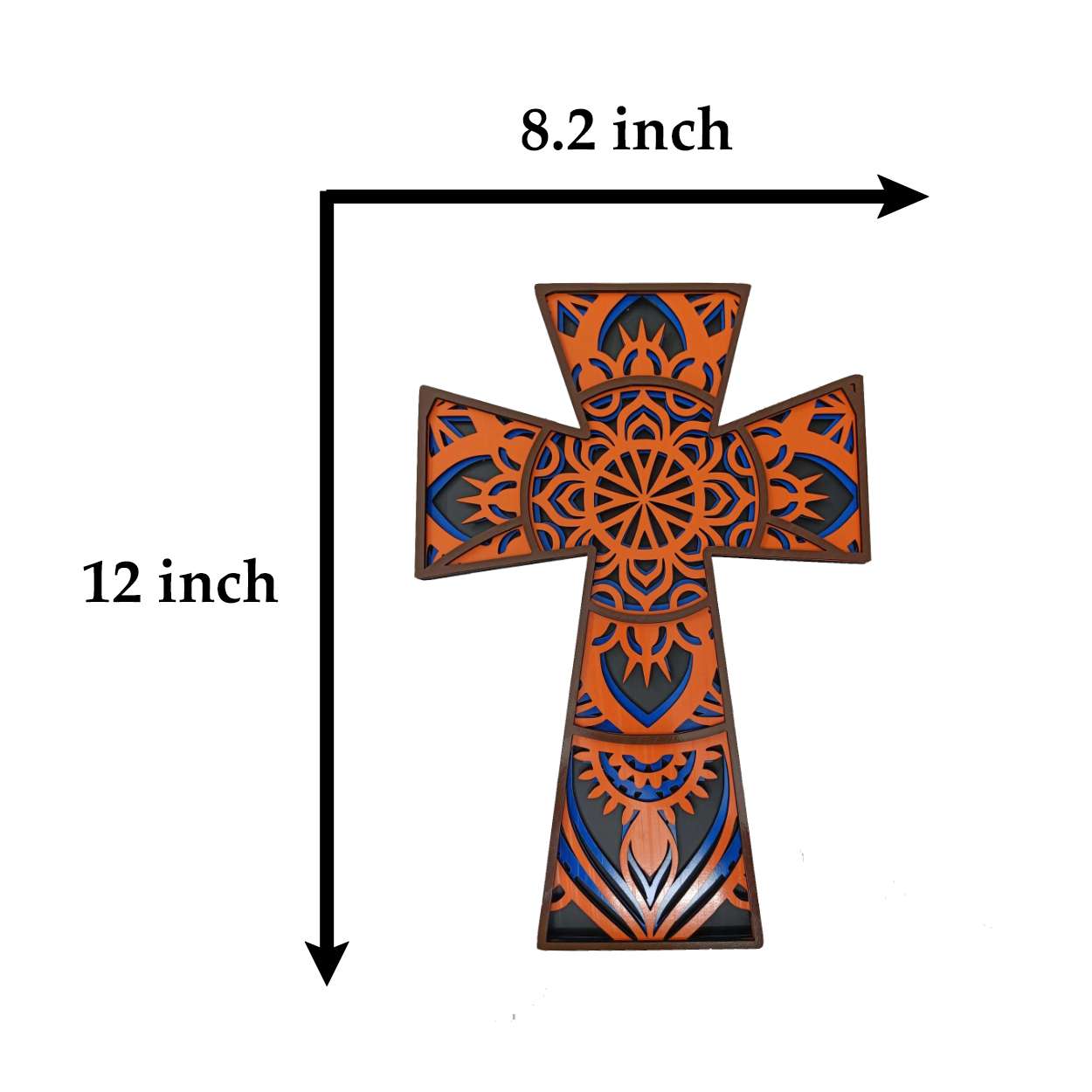 Elegant Botonee Multi Layered Cross Wall Art | Trefoil Budded Christian Symbol -  - Jolly Gifts And Arts