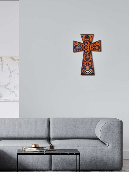 Elegant Botonee Multi Layered Cross Wall Art | Trefoil Budded Christian Symbol -  - Jolly Gifts And Arts