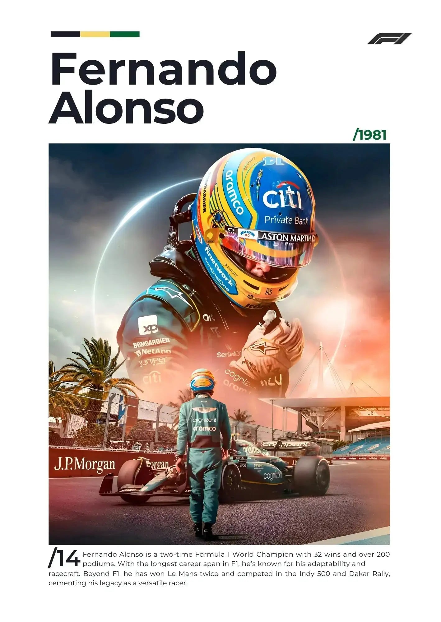 Fernando Alonso F1 Legend Minimalist Art Print