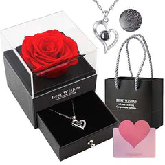 Forever Rose Flower & Premium Necklace Box Set – Timeless Elegance by Jolly Gifts And Arts