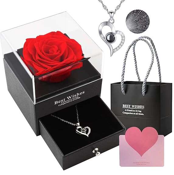 Forever Rose Flower & Premium Necklace Box Set – Timeless Elegance by Jolly Gifts And Arts