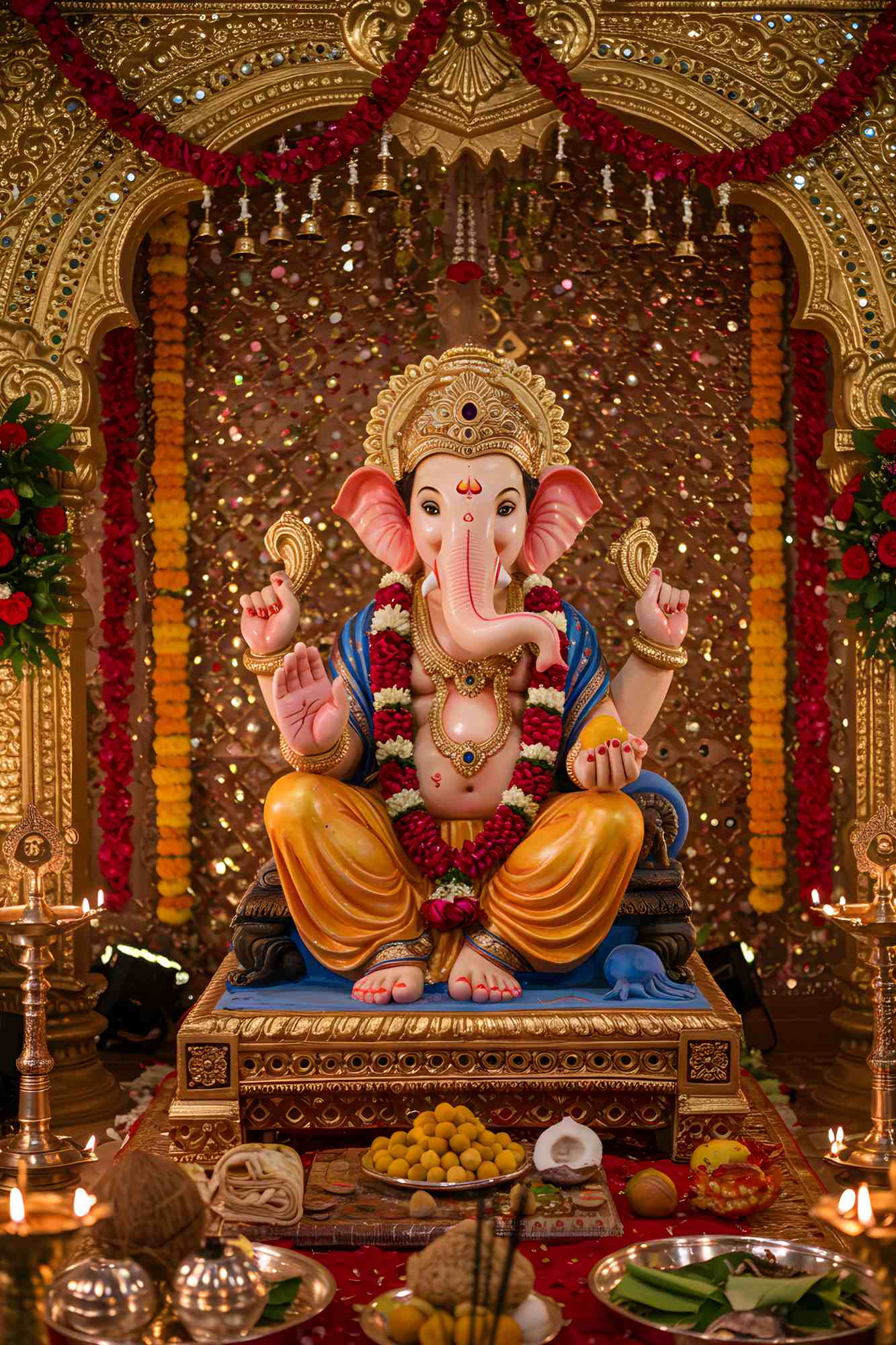 Ganesha Idol in Mandir Photo Print -  - Jolly Gifts And Arts