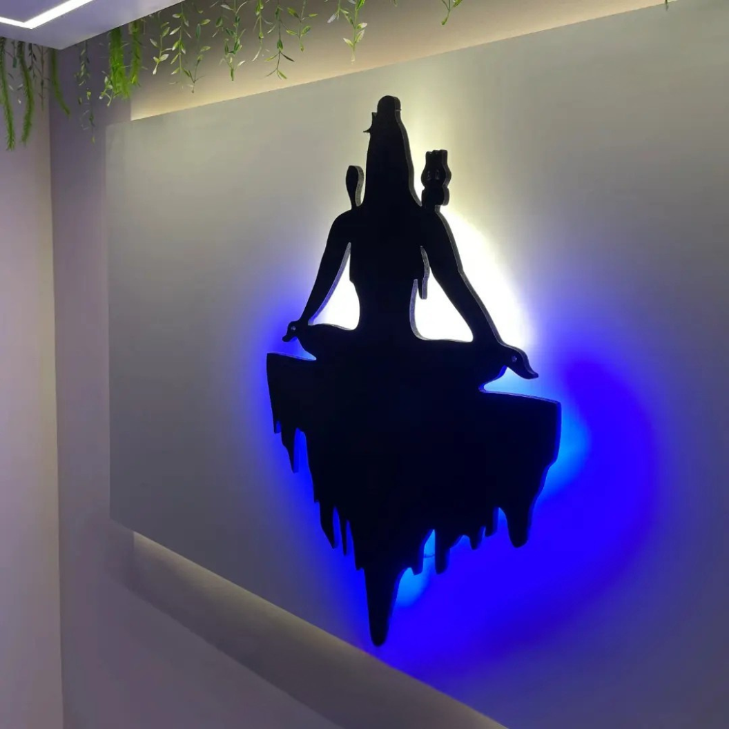 LED Wall Art of Lord Shiva in Meditation – Spiritual Home Decor -  - Jolly Gifts And Arts