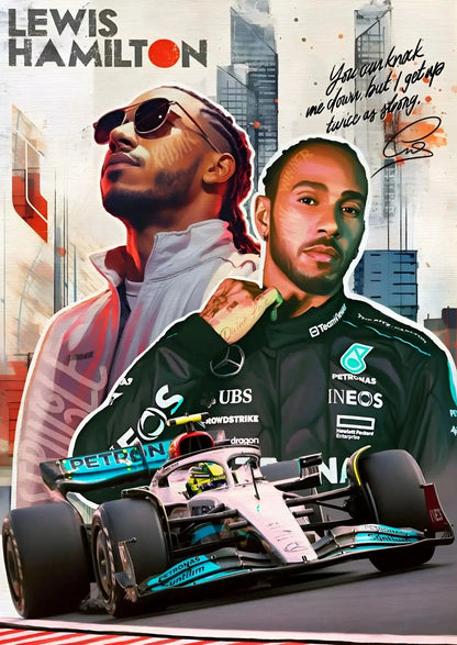 Lewis Hamilton Legacy F1 Pop Art Poster with Quote