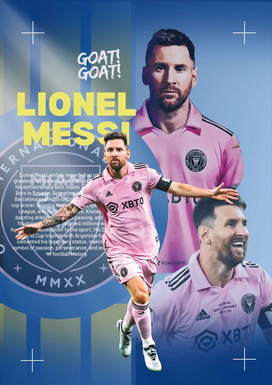 Lionel Messi Football Legend Art Poster Set - 8 Iconic Unframed Prints